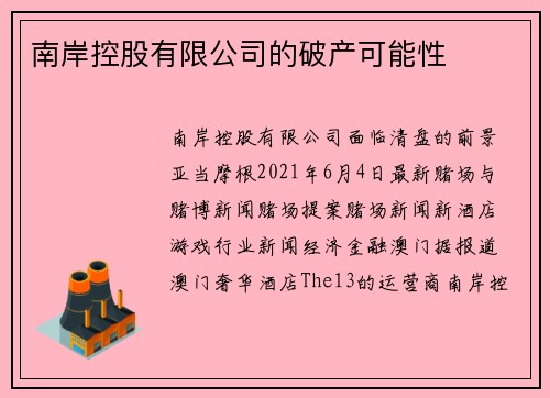 南岸控股有限公司的破产可能性